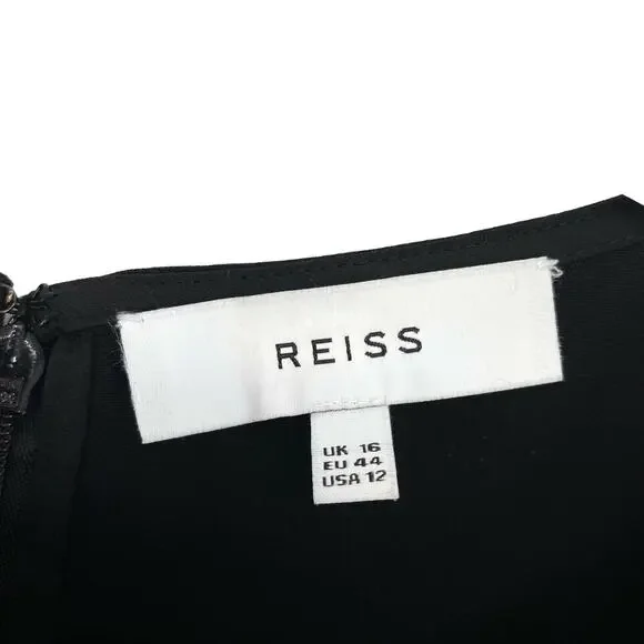 REISS Women's Black Long Sleeve Midi Dress